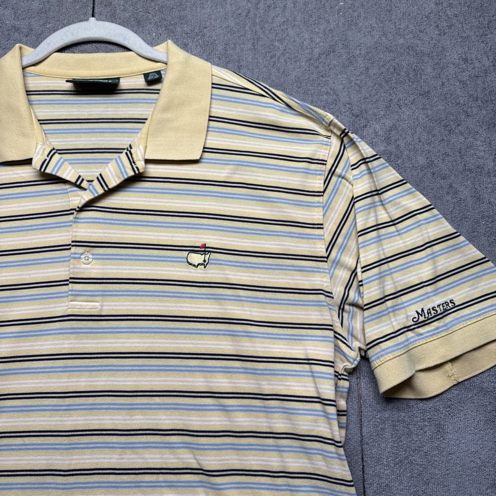 Masters Collection Yellow Blue Striped Polo Shirt Men's XL Augusta National Golf